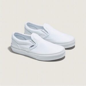 Vans Little Kids’ Iconic White Classic Slip-On Shoe—K2
